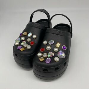 NEW Unbranded Platform Crocs With  Rhinestone Jibbitz Women’s Size 9